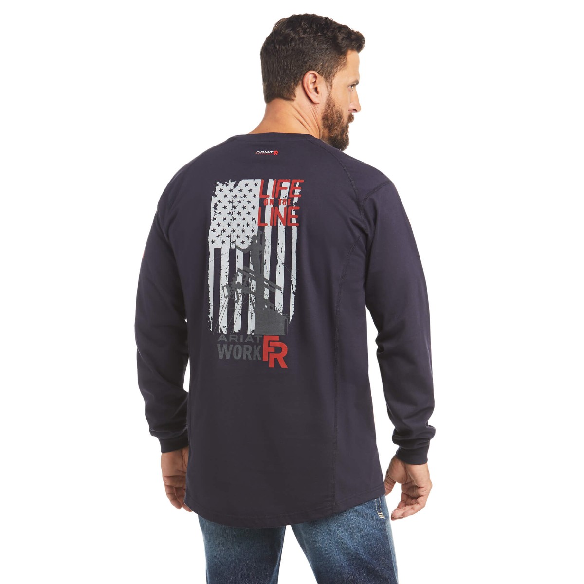 Ariat Mens FR Air Life on the Line T-Shirt in Navy